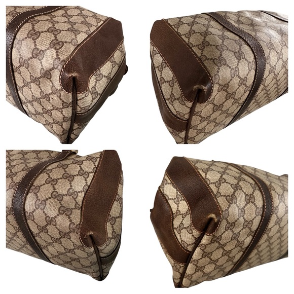 Authentic GUCCI GG Tan & Brown Monogram Leather Vintage Boston Bag - Picture 14 of 15